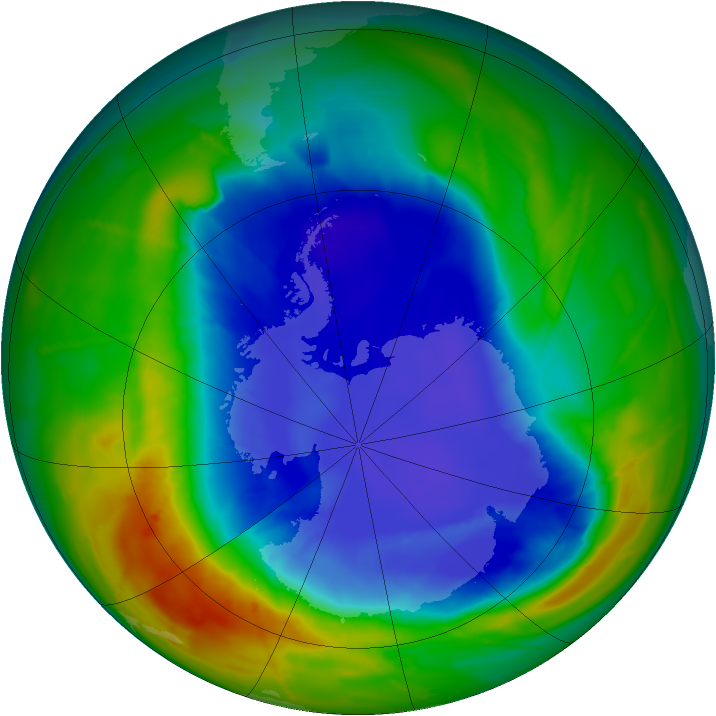 Antarctic ozone map for 18 September 2010